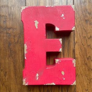 Ashland Monogram "E" red distressed metal wall decor